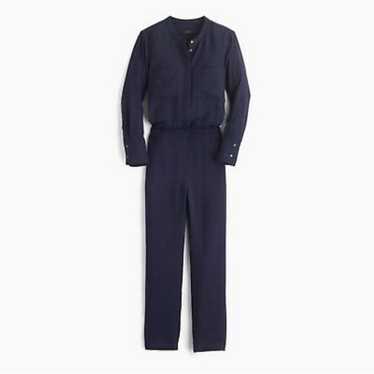 J. Crew • Navy Blue Drapey Oxford Jumpsuit