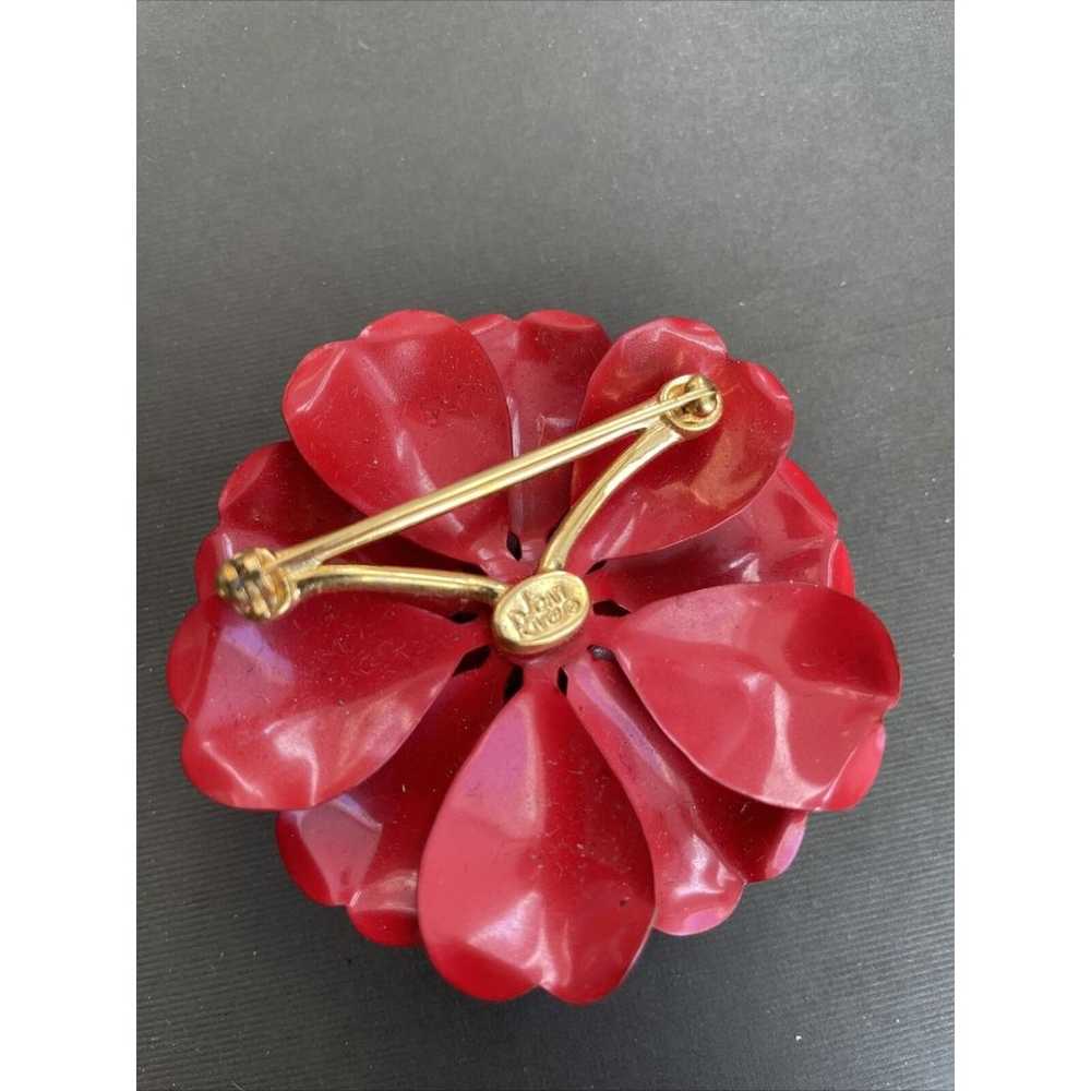 Red Polka Dot Enamel Flower Brooch Joan Rivers Ch… - image 3