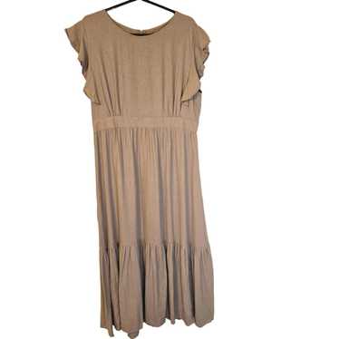 For Cynthia linen tiered maxi linen blend dress. S