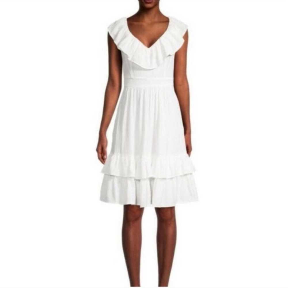 Women's Calvin Klein White Ruffle Midi Dress Size… - image 1