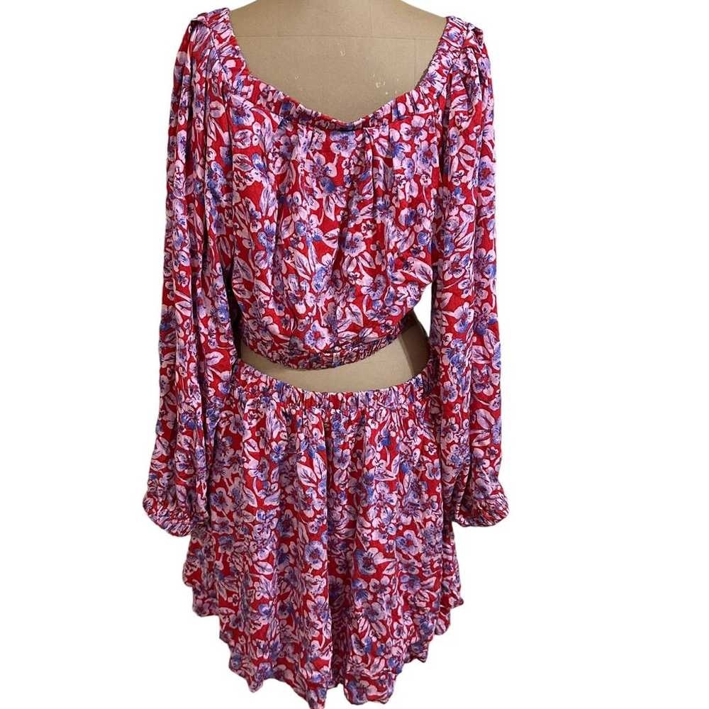 Free People Floral Print Cut Out Long Sleeve Mini… - image 7