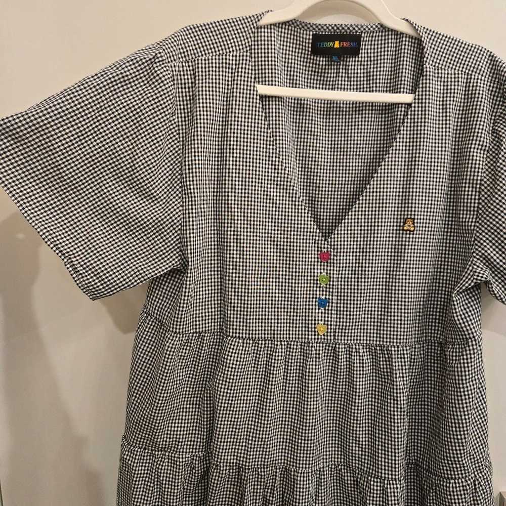 Teddy Fresh Plaid Bear Button Knee Length Dress - image 2