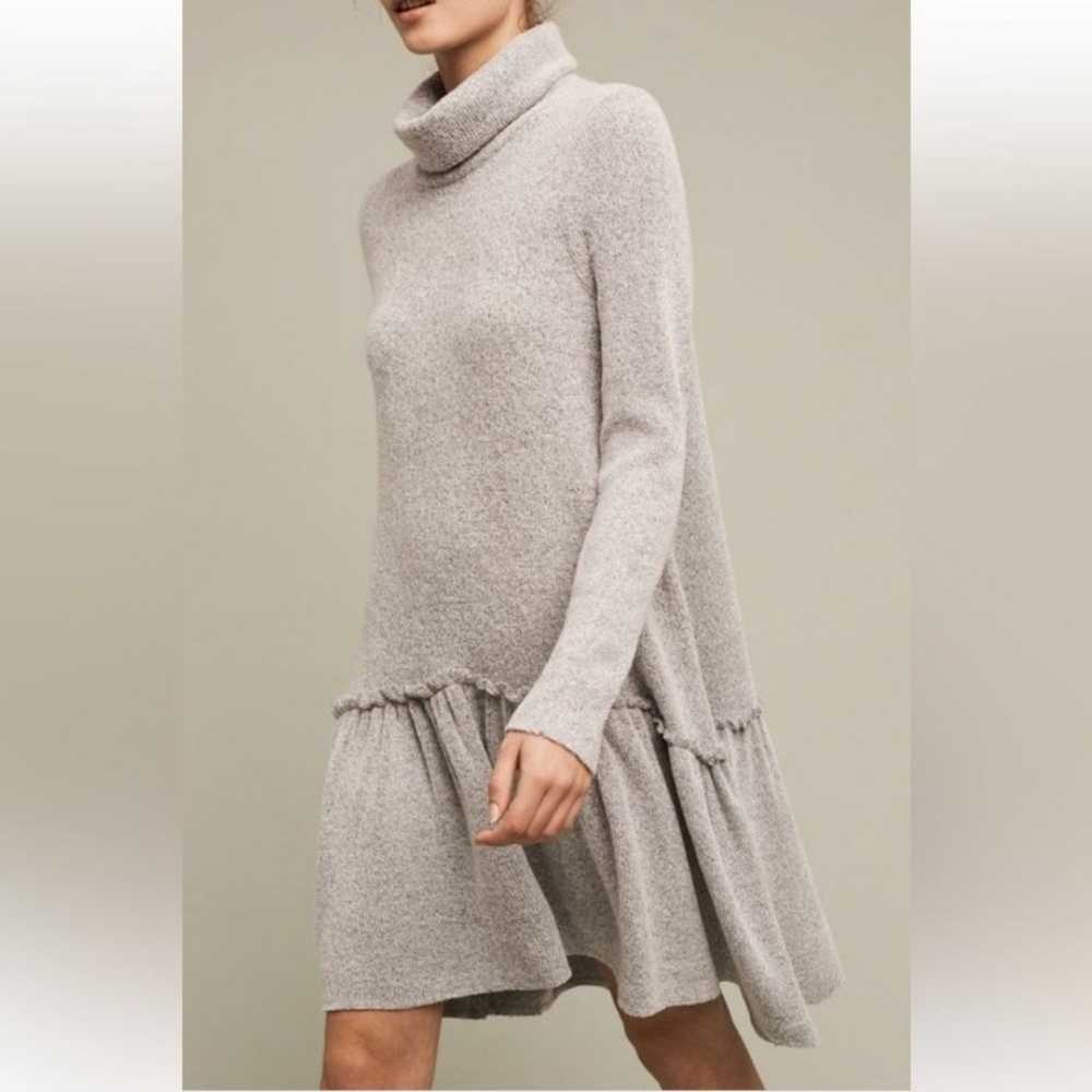 Anthropologie MOTH Grey Turtleneck Drop Waist Swe… - image 1