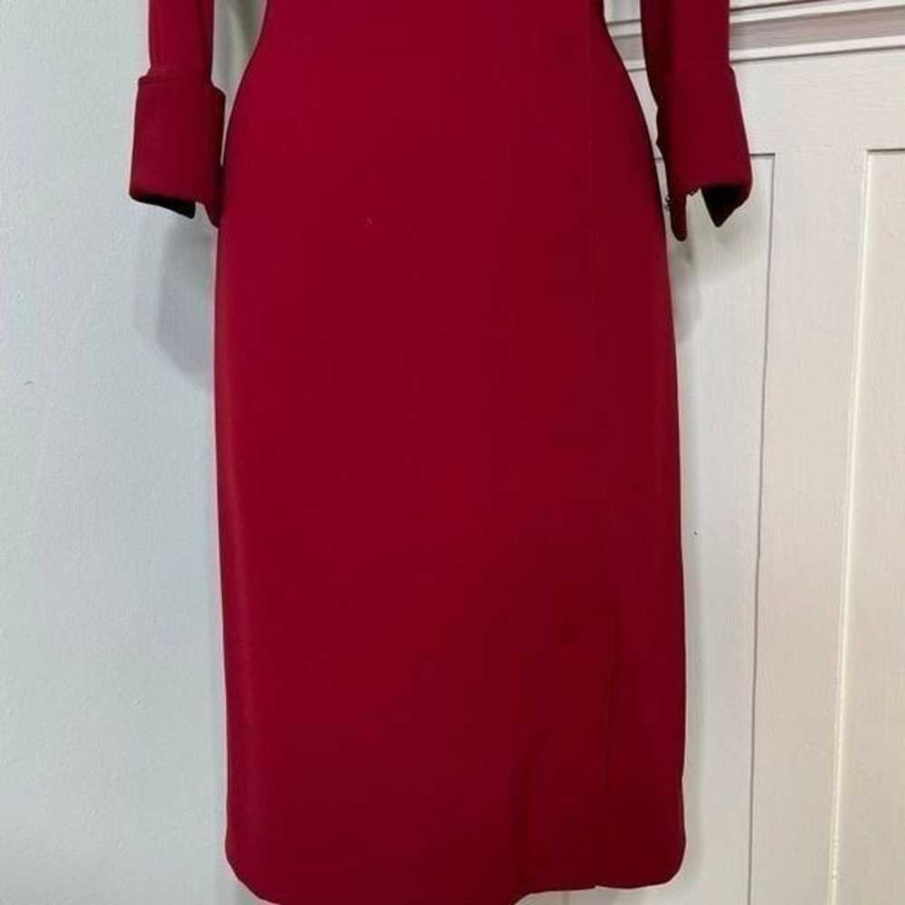 Tahari Red Shirtdress 3/4 Sleeves Midi Length Siz… - image 4