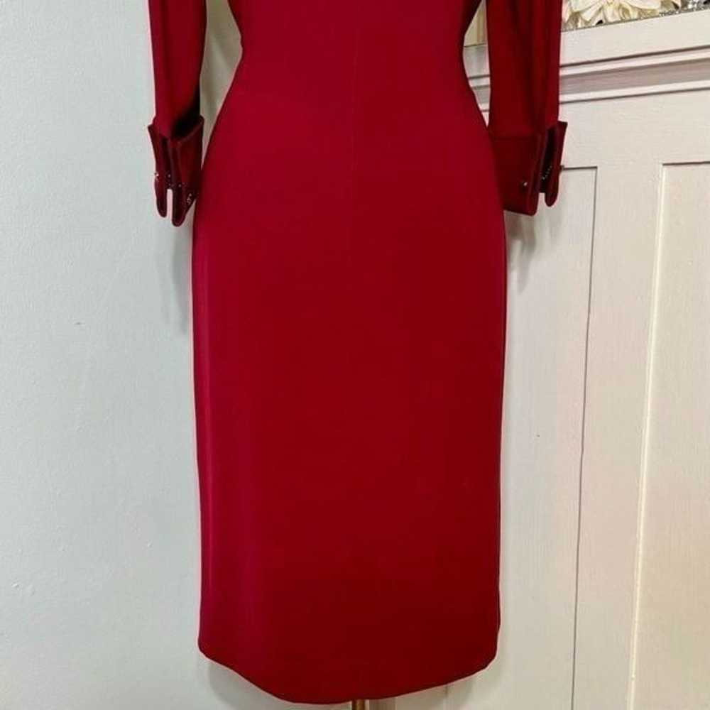 Tahari Red Shirtdress 3/4 Sleeves Midi Length Siz… - image 8