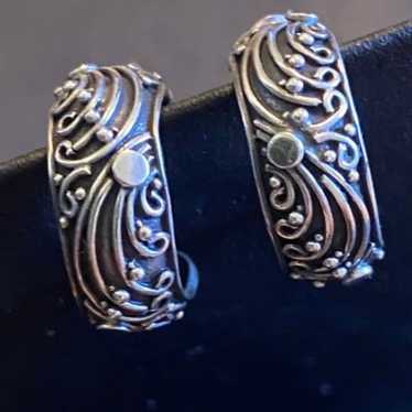 Vintage Sterling Silver Thick Hoop Earrings