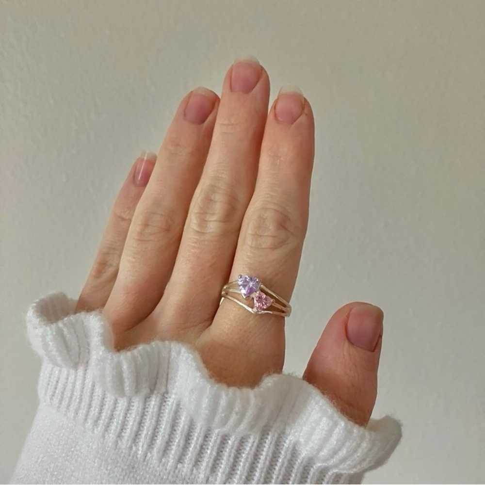 Double Heart Pink Purple Promise Ring Vintage “Jo… - image 5