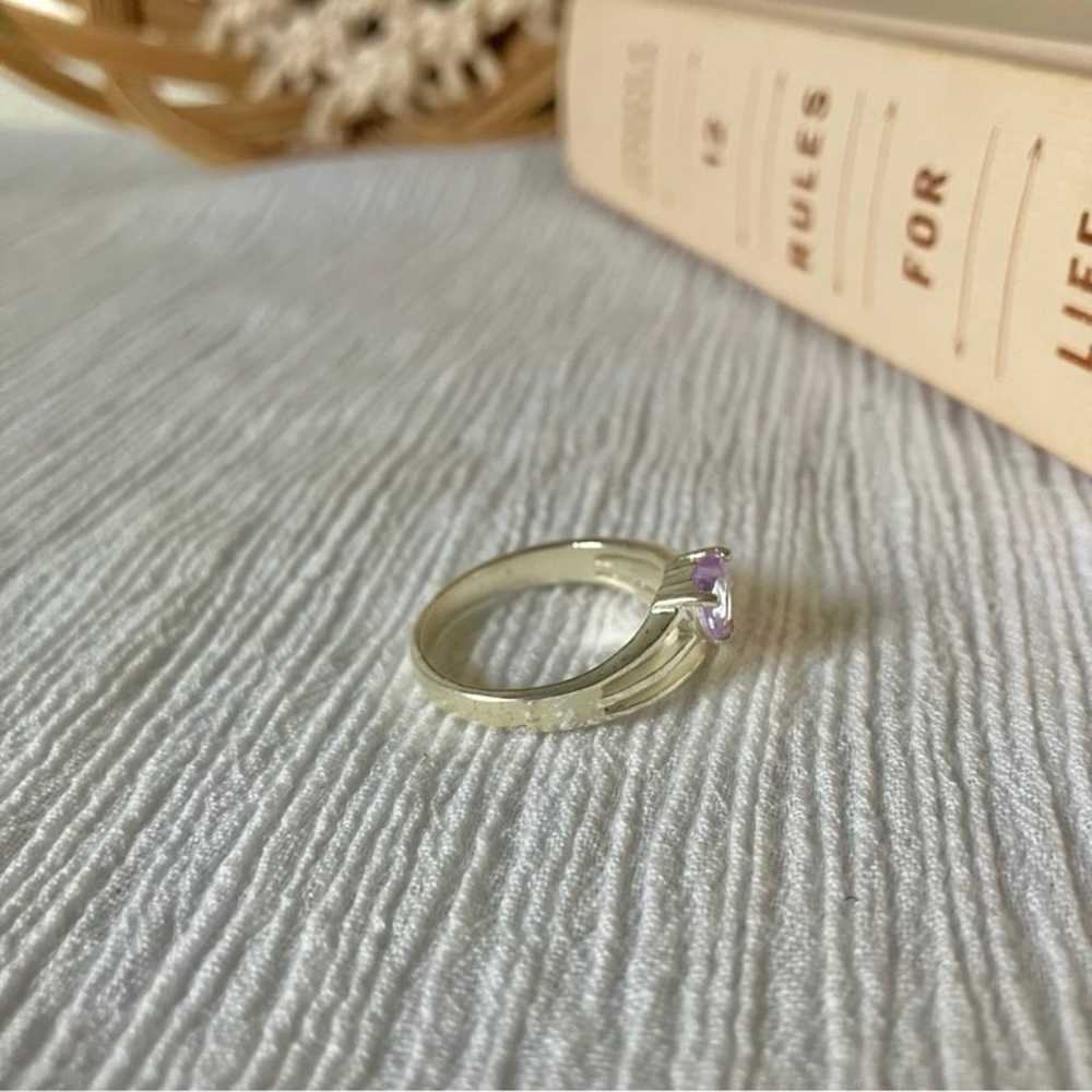 Double Heart Pink Purple Promise Ring Vintage “Jo… - image 9