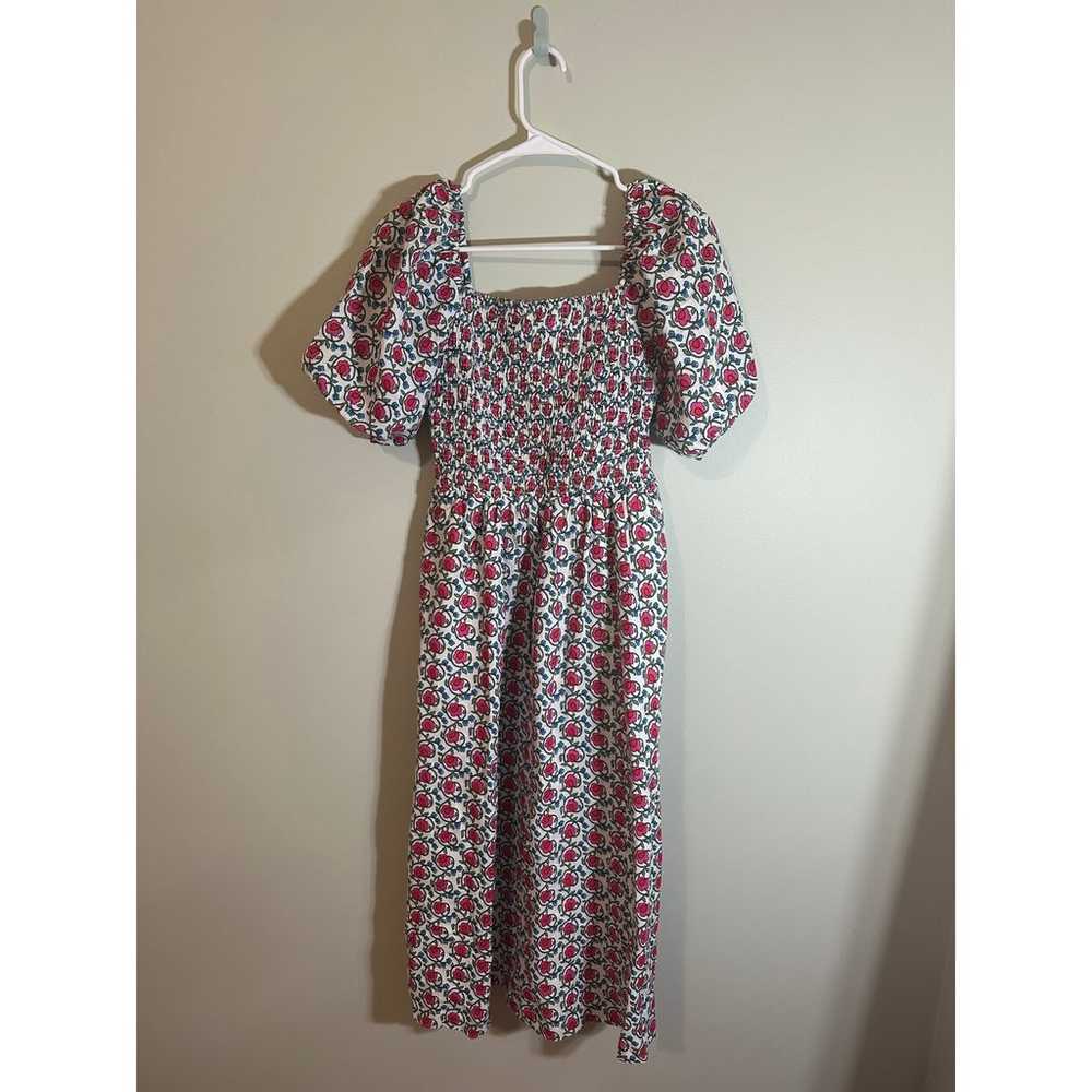 Boden NWOT Sky Smocked Linen Midi Dress Pop Pansy… - image 3