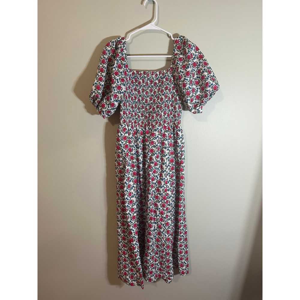 Boden NWOT Sky Smocked Linen Midi Dress Pop Pansy… - image 5