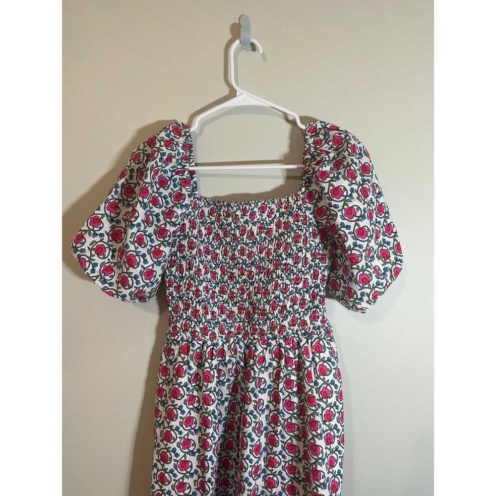 Boden NWOT Sky Smocked Linen Midi Dress Pop Pansy… - image 6