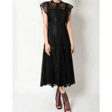 MERCURYDUO Lace High-Neck Dress (Black)