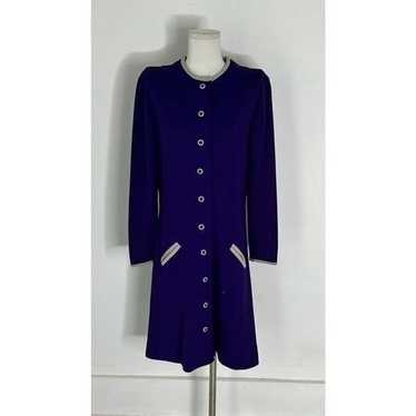 Vintage Purple Mod Button Up MIDI Dress - image 1