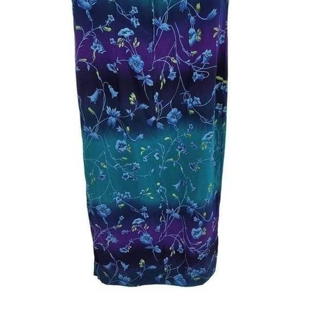 Vintage 80's Sag Harbor Maxi Dress 14 Teal Purple… - image 10