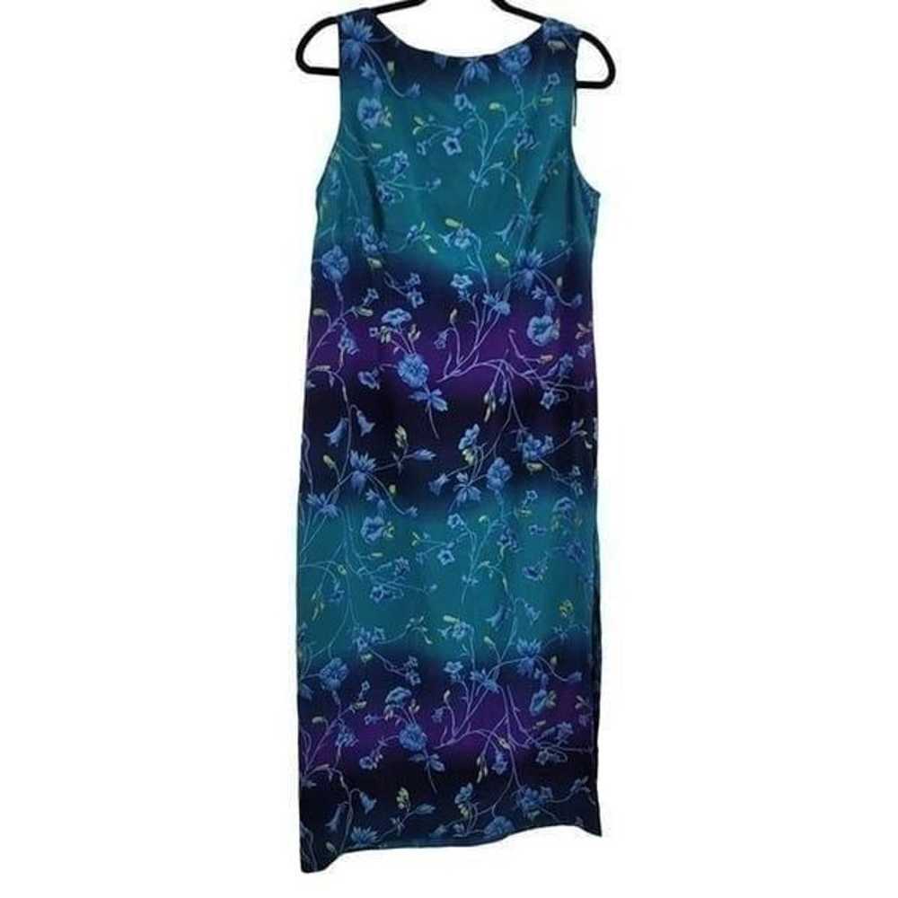 Vintage 80's Sag Harbor Maxi Dress 14 Teal Purple… - image 5