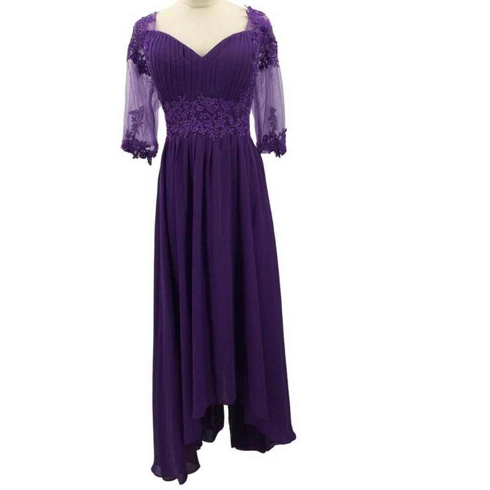 FORMAL PARTY SZ 16 2X plus purple lace beaded emb… - image 1