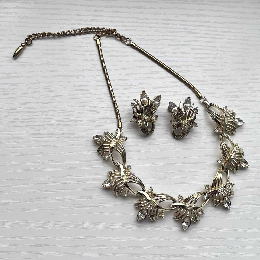 Vintage Coro Rhinestone Necklace Set - image 1