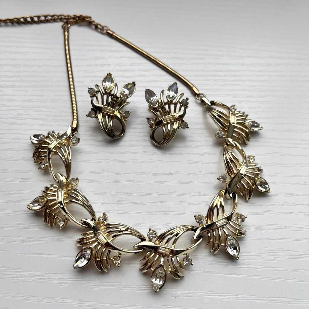 Vintage Coro Rhinestone Necklace Set - image 2