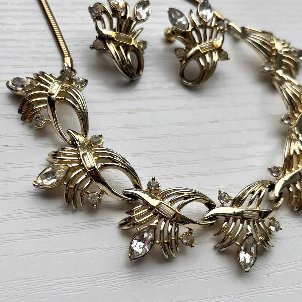 Vintage Coro Rhinestone Necklace Set - image 4