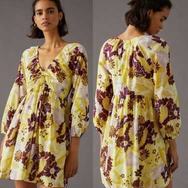 Anthropologie Floral V Neck Mini Dress - image 1