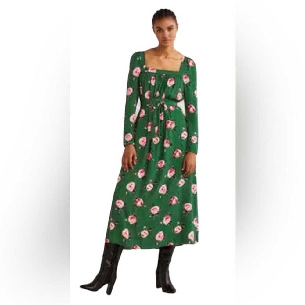 Boden Maxi Dress Green Floral Square Neck Womens … - image 2