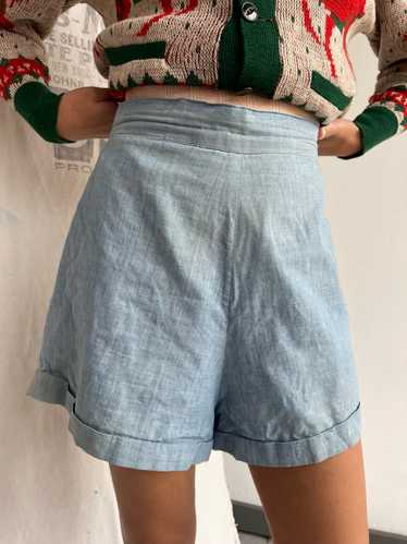 1940s Cotton Chambray Shorts