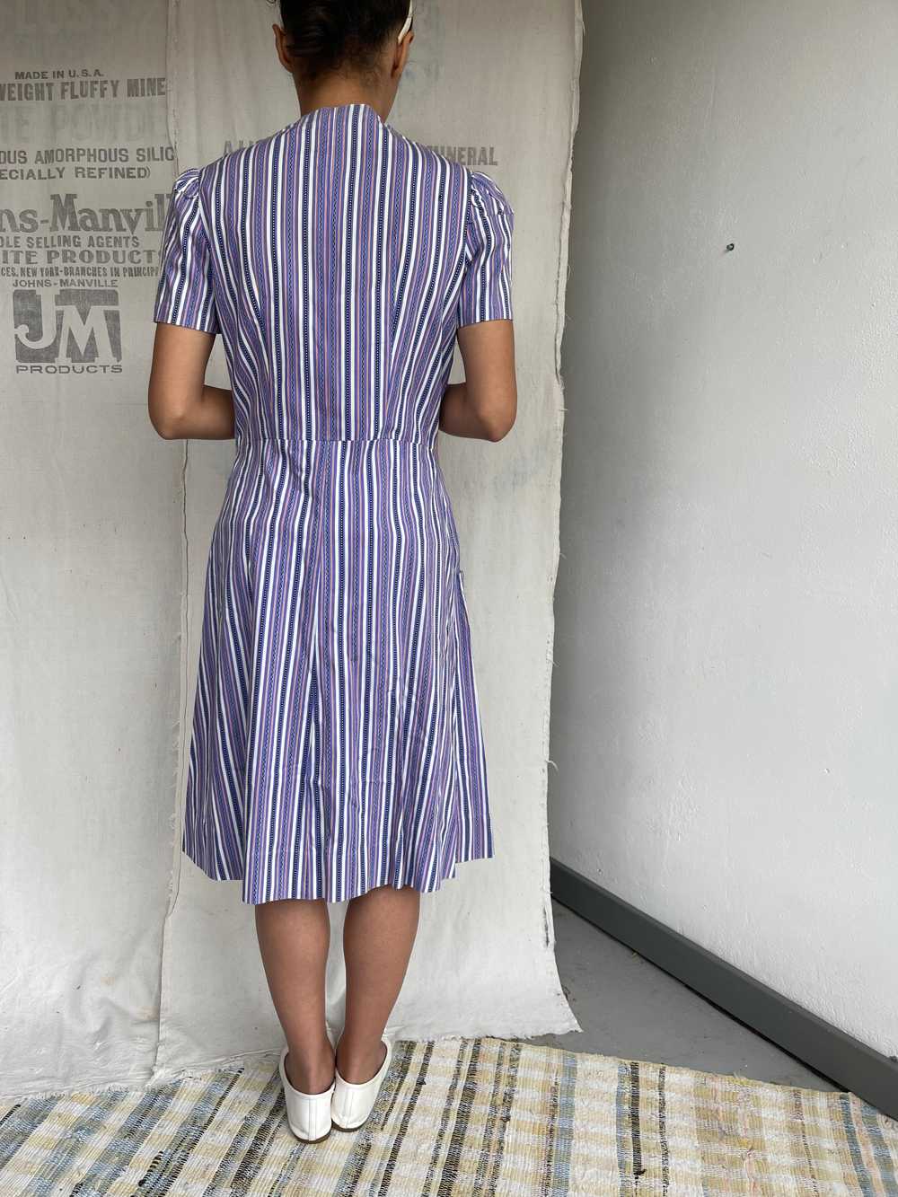 1940s Striped Cotton Dress - image 8