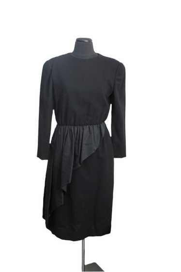 Bill Blass Black Wool Cocktail Dress