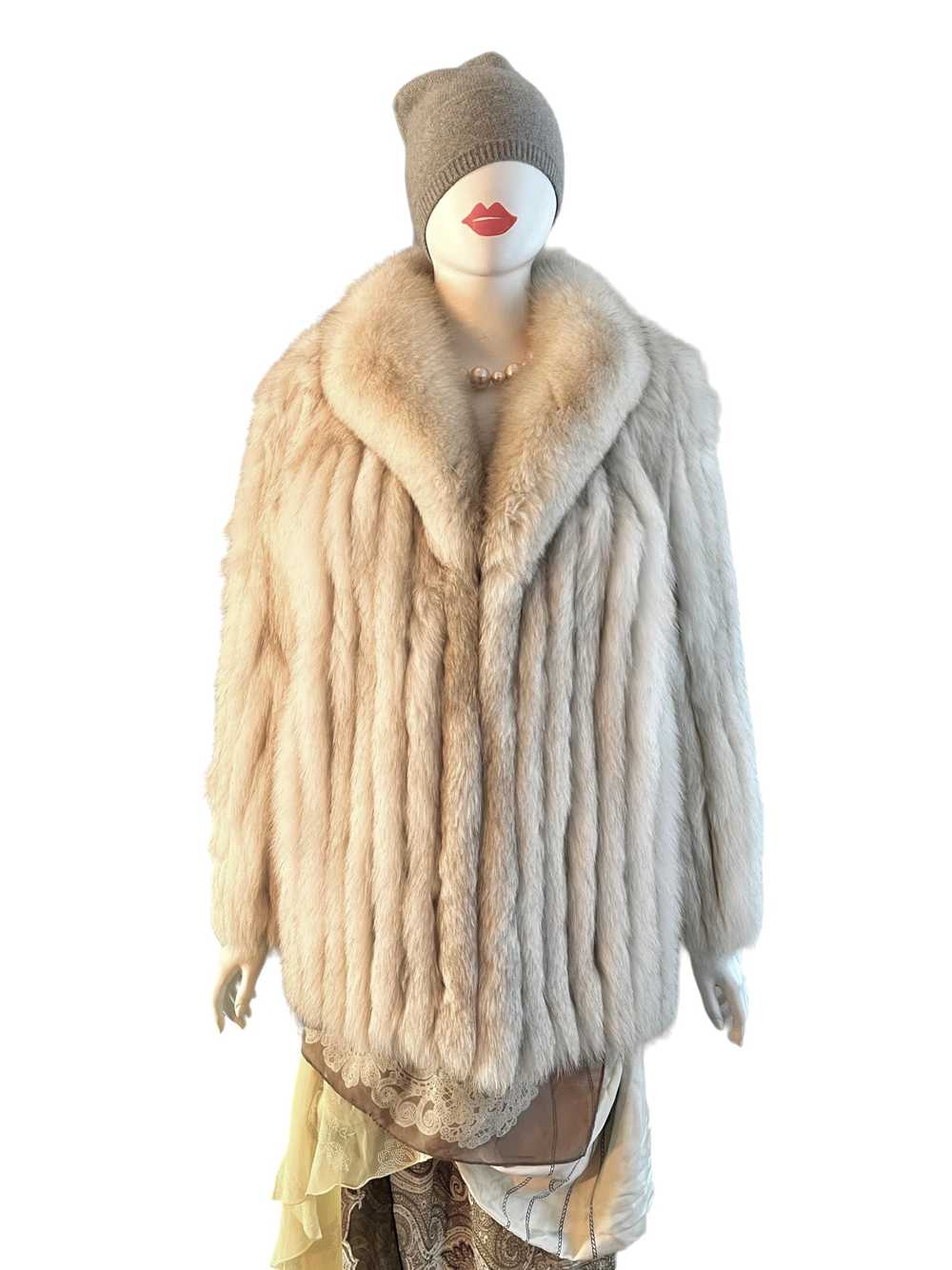 Shawl Collar Fox Fur Jacket - image 1