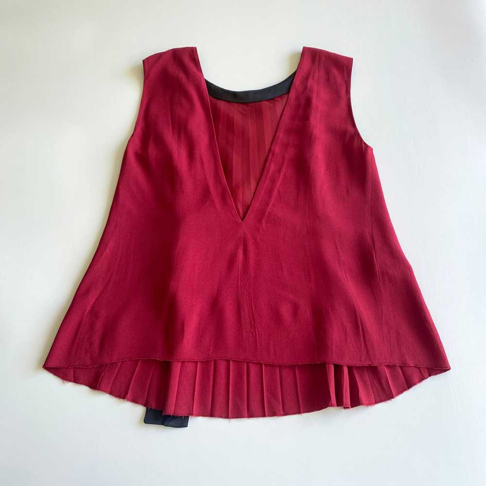 Miu Miu red silk top with bow - image 2