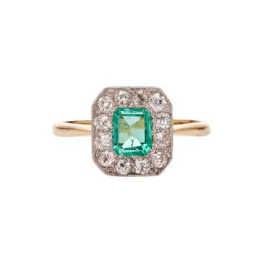 Antique Edwardian 18k Diamond & Emerald Ring