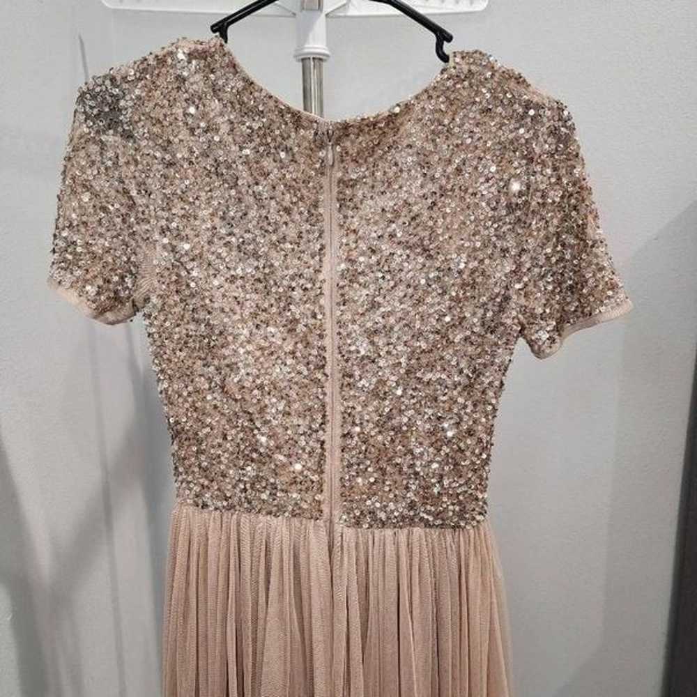 Short Sleeve Maxi Tulle Dress with Sequins in Mut… - image 4