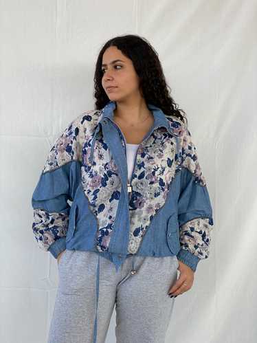 Vintage 80s/90s Active Stuff Floral Blue Windbreak