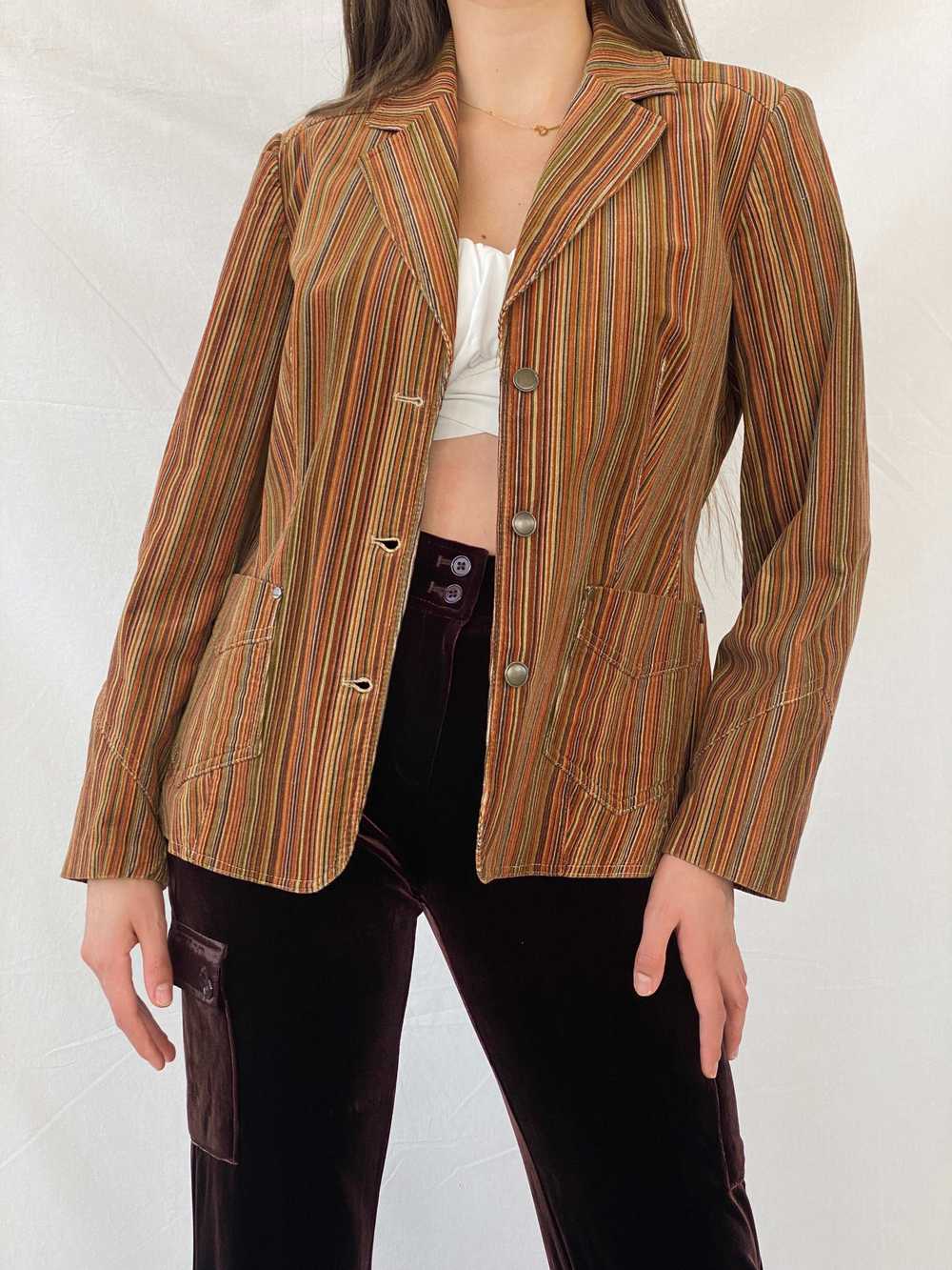 Vintage 90s Bonita Vertical Striped Brown Blazer … - image 2