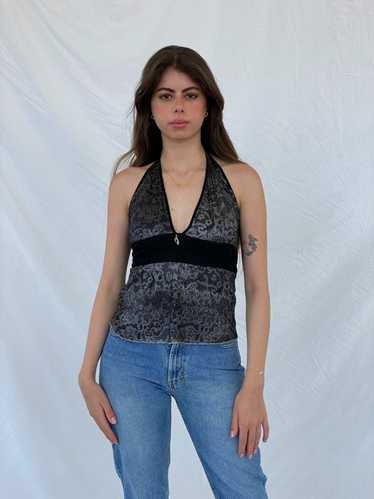 Vintage 90s/00s Baby Phat Black and Silver Floral… - image 1