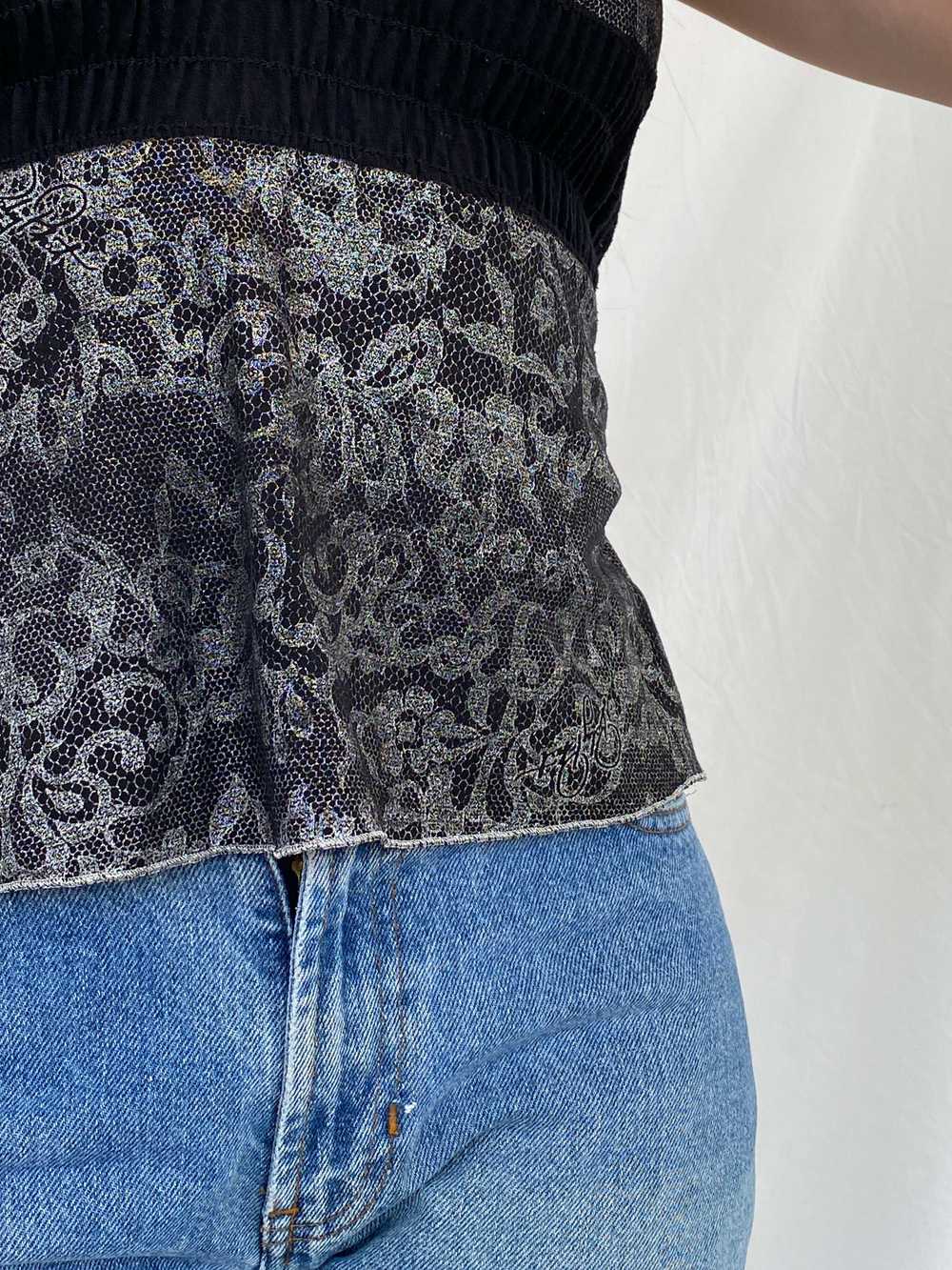 Vintage 90s/00s Baby Phat Black and Silver Floral… - image 4