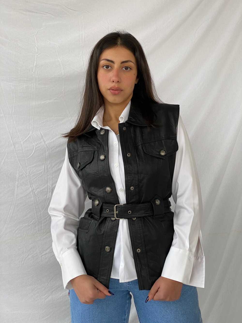 Vintage Classic Woman Genuine Leather Biker’s Vest - image 1