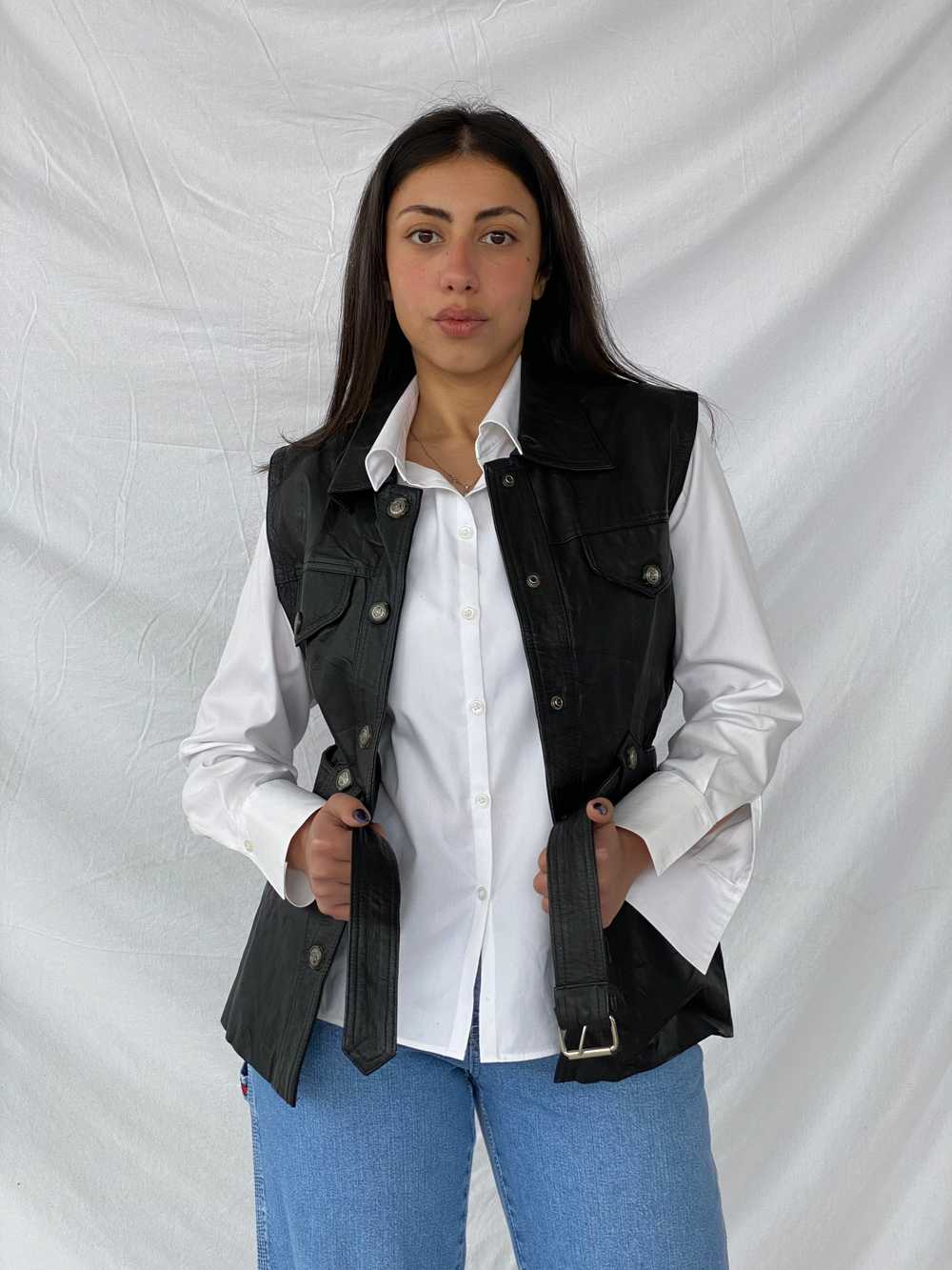 Vintage Classic Woman Genuine Leather Biker’s Vest - image 2