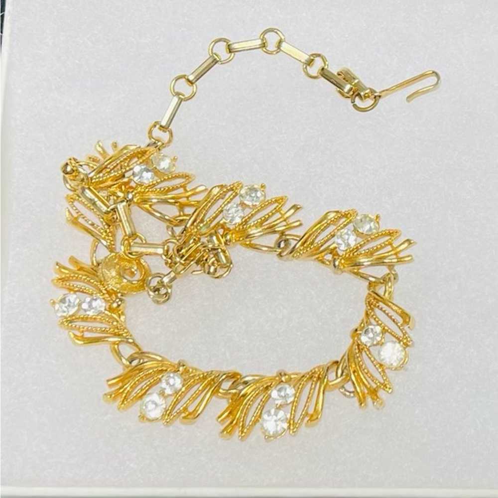 Lisner vintage rhinestone, gold tone necklace. Be… - image 2