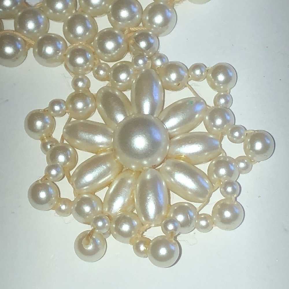 Vintage Faux Pearl Cluster Beaded Pendant Necklace - image 4