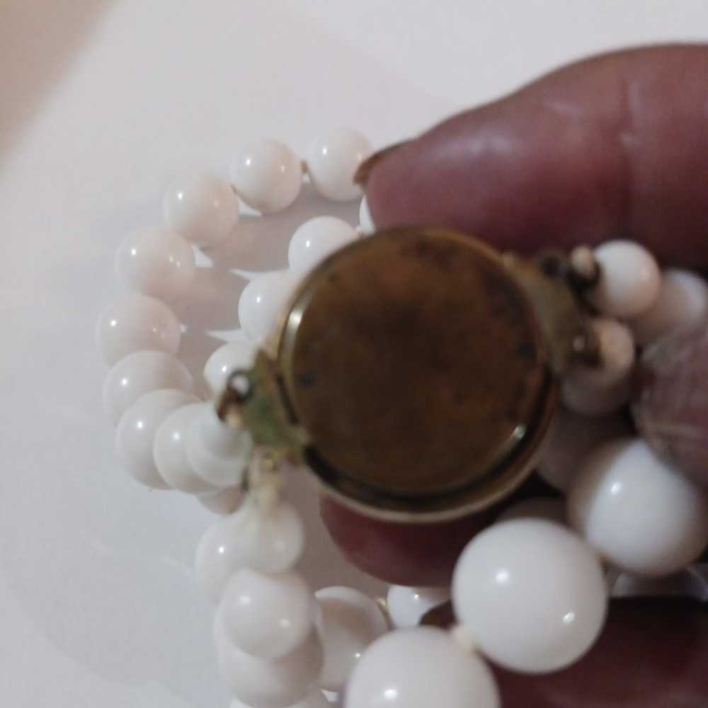 Antique painted porcelain glass bead necklacd - image 3