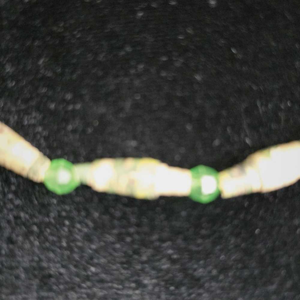 Vintage Recycled Paper Beaded Green Necklace Hand… - image 5