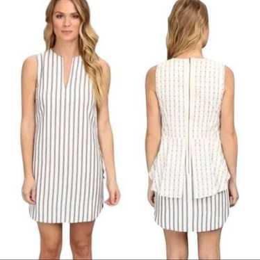 BCBGMaxAzria Blue & White Vertical Striped Sleevel