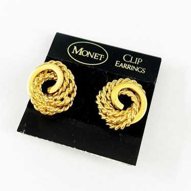 Monet Vintage Gold Knot Clip Earrings Deadstock