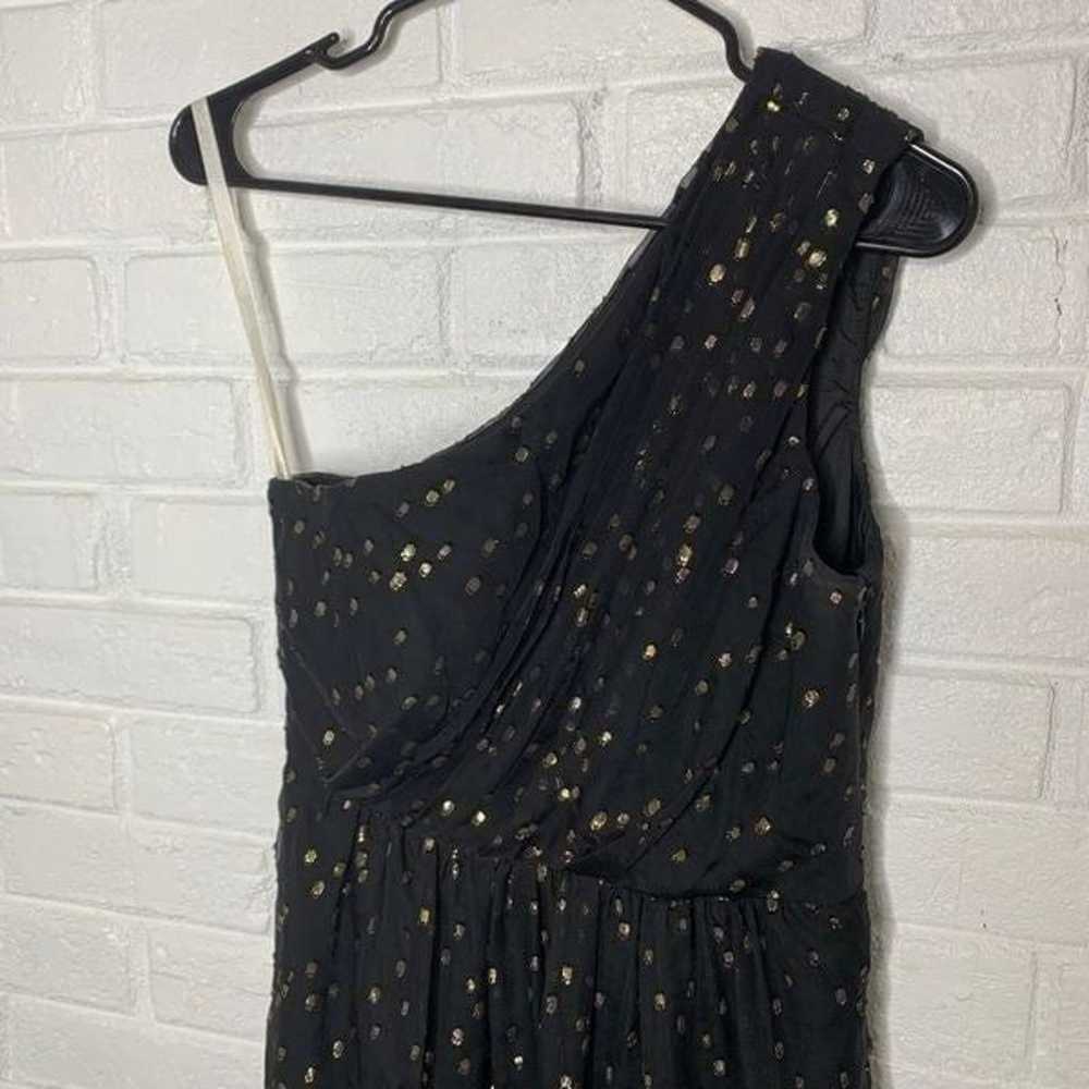 Shoshanna One Shoulder Black Gold Polka Dot Dress… - image 2