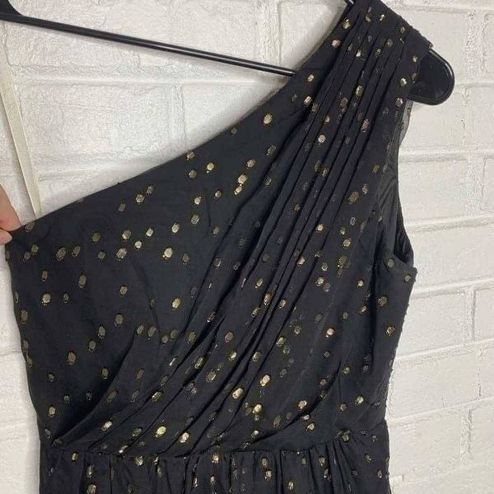 Shoshanna One Shoulder Black Gold Polka Dot Dress… - image 3