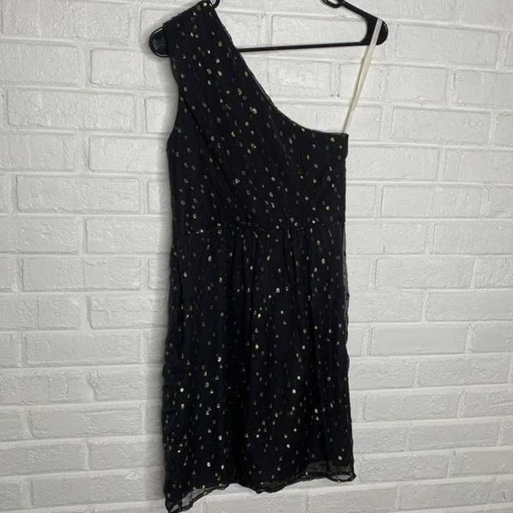 Shoshanna One Shoulder Black Gold Polka Dot Dress… - image 6