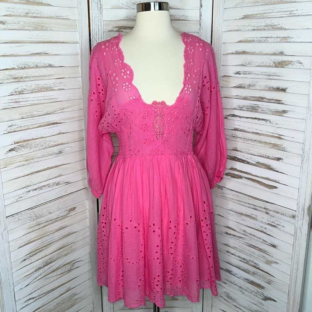 FREE PEOPLE l Barbie Pink Lottie Eyelet Lace Mini… - image 5