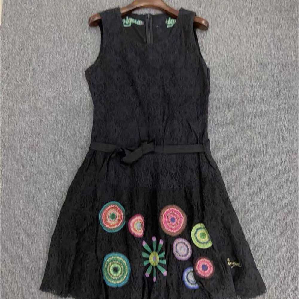 Black Lace Embroidered Sleeveless Dress - image 1