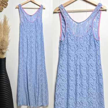 Free People maxi dress floral lace boho slip sheer - image 1